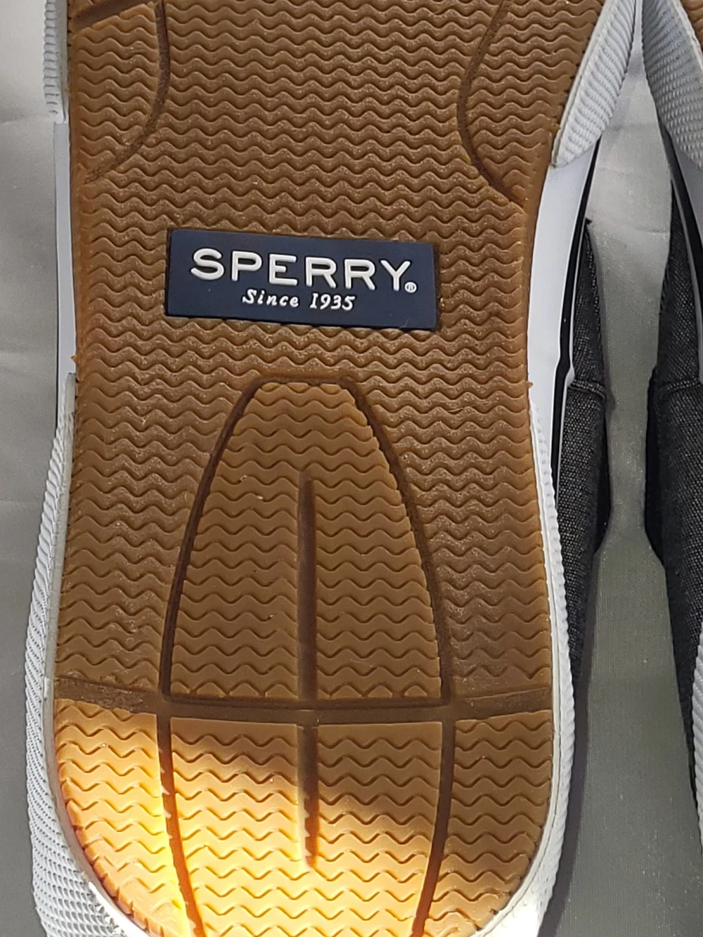 Gray Canvas Boat Shoe with White Stitching